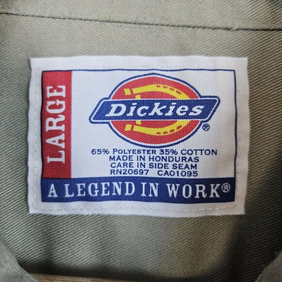 Dickies Work Shirt Khaki/Tan Size L Long Sleeve INNUENDO COMPANY LOGO Embroidery - Picture 10 of 16